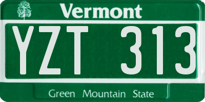 VT license plate YZT313