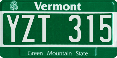 VT license plate YZT315