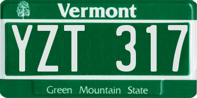 VT license plate YZT317