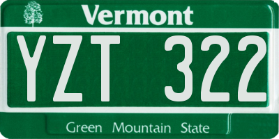 VT license plate YZT322