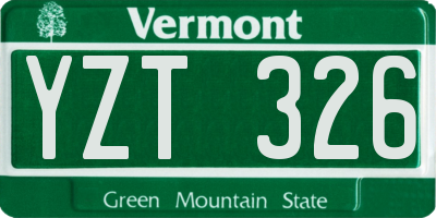 VT license plate YZT326