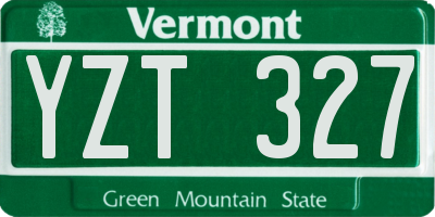 VT license plate YZT327
