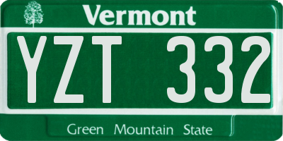 VT license plate YZT332