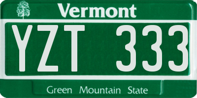 VT license plate YZT333