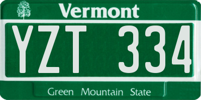 VT license plate YZT334