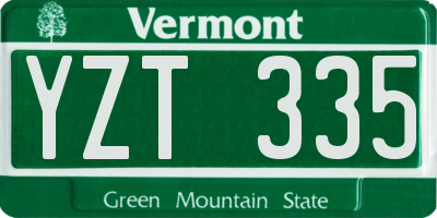 VT license plate YZT335