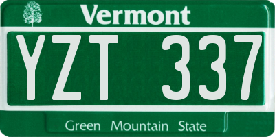 VT license plate YZT337