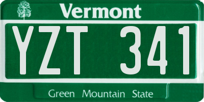 VT license plate YZT341