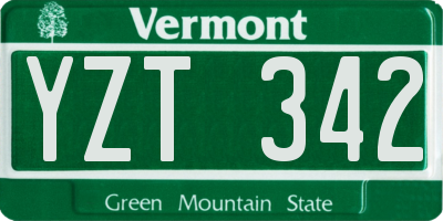 VT license plate YZT342