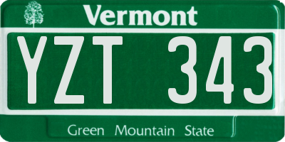 VT license plate YZT343