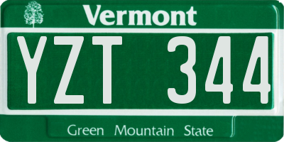 VT license plate YZT344