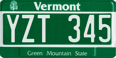 VT license plate YZT345