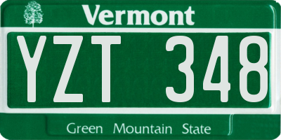 VT license plate YZT348