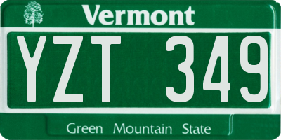 VT license plate YZT349