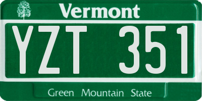 VT license plate YZT351