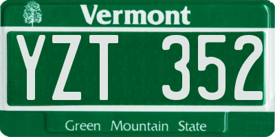 VT license plate YZT352