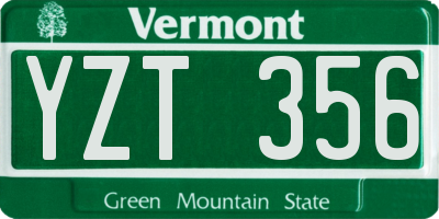 VT license plate YZT356