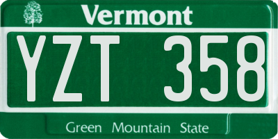 VT license plate YZT358