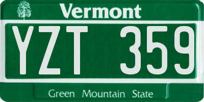 VT license plate YZT359