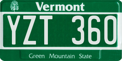 VT license plate YZT360