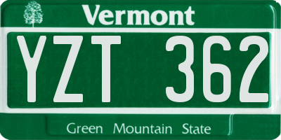VT license plate YZT362