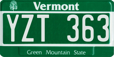 VT license plate YZT363