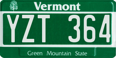 VT license plate YZT364