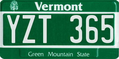 VT license plate YZT365