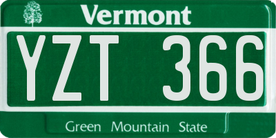 VT license plate YZT366