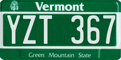VT license plate YZT367