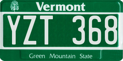 VT license plate YZT368