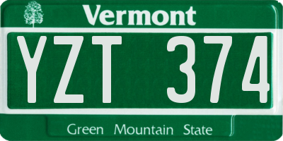 VT license plate YZT374