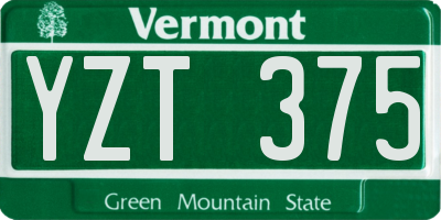 VT license plate YZT375