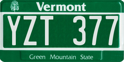 VT license plate YZT377