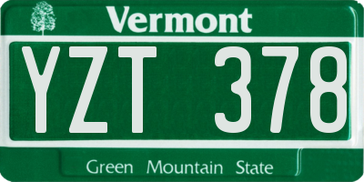 VT license plate YZT378