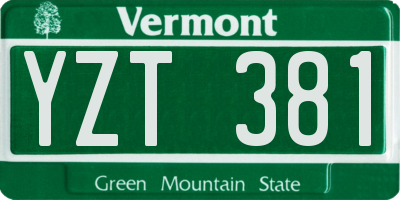 VT license plate YZT381