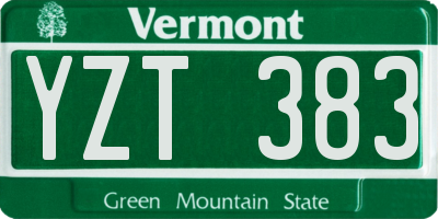 VT license plate YZT383