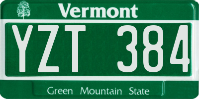 VT license plate YZT384