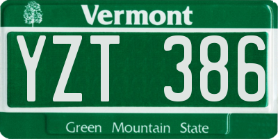 VT license plate YZT386