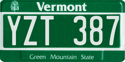 VT license plate YZT387