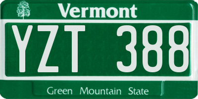 VT license plate YZT388