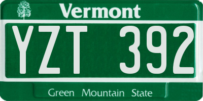 VT license plate YZT392