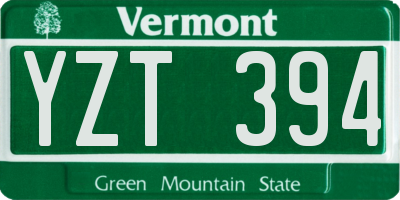VT license plate YZT394