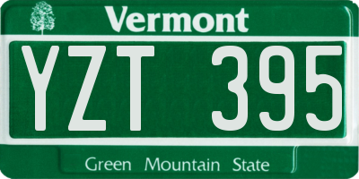 VT license plate YZT395