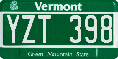 VT license plate YZT398