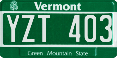 VT license plate YZT403