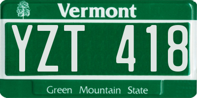 VT license plate YZT418