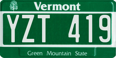 VT license plate YZT419