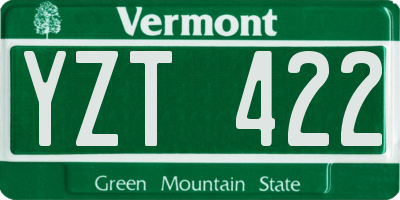 VT license plate YZT422