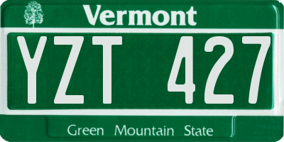 VT license plate YZT427
